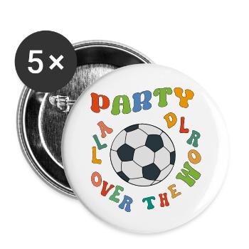 Kunterbunte Fußballparty Weltweit - Buttons klein 25 mm (5er Pack) - Weiß - Vorne