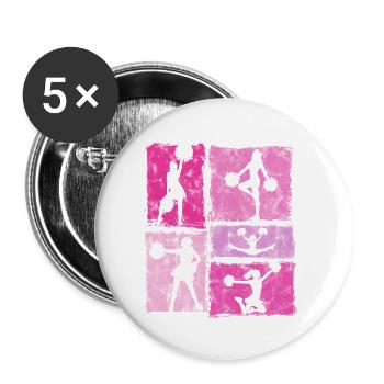 Équipe de pom-pom girls Sport de pom-pom girls style vintage - Lot de 5 petits badges (25 mm) - blanc - Devant