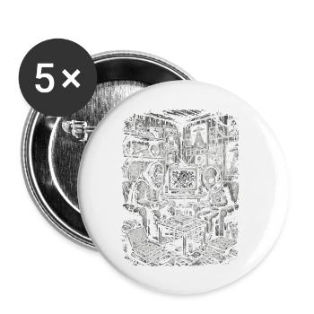Aliens at the retro gaming Bigfoot Gamer - Buttons small 1''/25 mm (5-pack) - white - Front