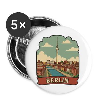 Berliner Brandenburger Tor Vintage-Reiseaufkleber - Buttons klein 25 mm (5er Pack) - Weiß - Vorne