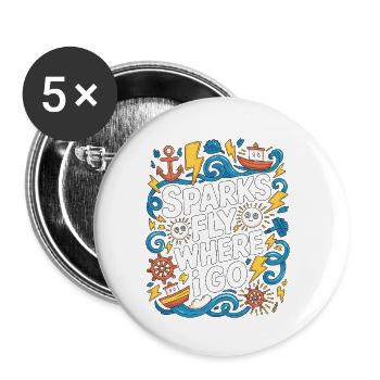 Marine Electrician Sparks Fly Marine Engineering - Buttons klein 25 mm (5er Pack) - Weiß - Vorne