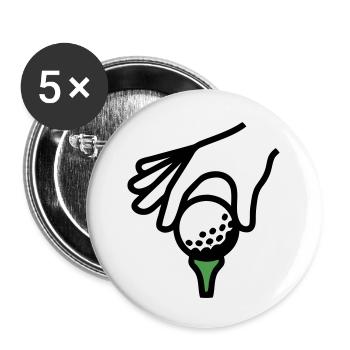 Golfball Abschlag Tee Golfsport Golfclub Golfer - Buttons klein 25 mm (5er Pack) - Weiß - Vorne