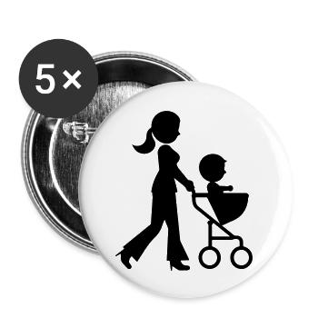 Mom stroller baby - Buttons small 1''/25 mm (5-pack) - white - Front