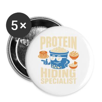 Cadeau de collation riche en protéines pour les amateurs de gastronomie - Lot de 5 petits badges (25 mm) - blanc - Devant