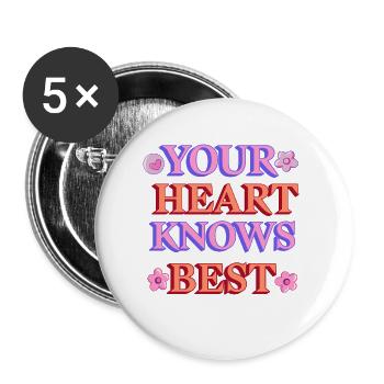 Your heart knows best - Buttons small 1''/25 mm (5-pack) - white - Front
