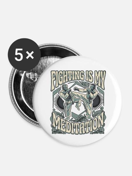 Kampfsportler Meditation - Buttons klein 25 mm (5er Pack) - Weiß