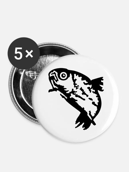 Forelle / Trout (1c) - Buttons klein 25 mm (5er Pack) - Weiß