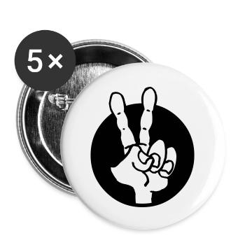 Victory Sign Hand - Buttons small 1''/25 mm (5-pack) - white - Front