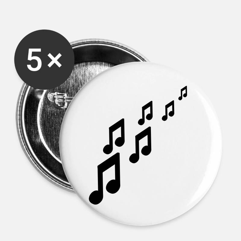 Noten - Buttons klein 25 mm (5er Pack) - Weiß