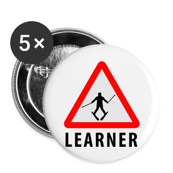 Ski Learner - Buttons klein 25 mm (5er Pack) - Weiß - Vorne