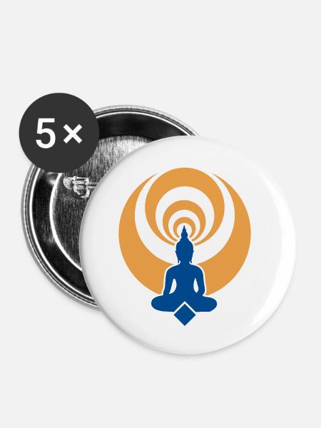 buddha03_2f - Buttons klein 25 mm (5er Pack) - Weiß