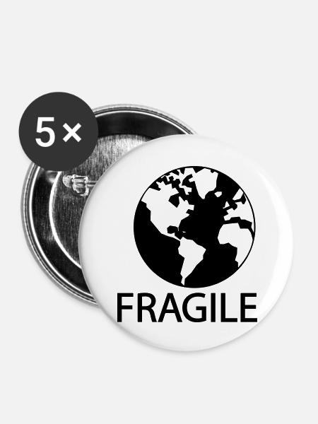 zerbrechlich - Buttons klein 25 mm (5er Pack) - Weiß