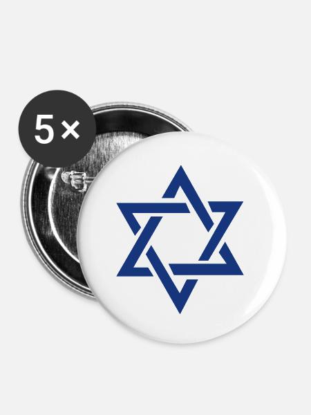 Star of David - Buttons klein 25 mm (5er Pack) - Weiß