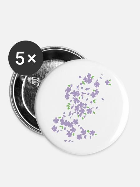 Blütenregen / raining blossoms (2c) - Buttons klein 25 mm (5er Pack) - Weiß