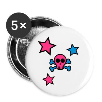 skull - Buttons small 1''/25 mm (5-pack) - white - Front