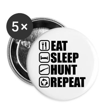 Eat sleep hunt - Jäger - Jagd - Buttons klein 25 mm (5er Pack) - Weiß - Vorne