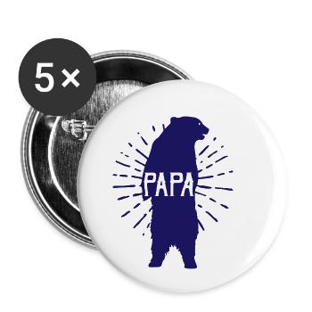 Papa Bear Fathers Day - vatertag - Buttons klein 25 mm (5er Pack) - Weiß - Vorne