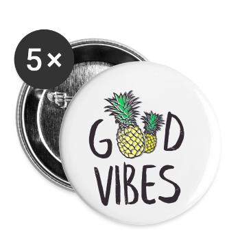 good vibes_v1 - Buttons klein 25 mm (5er Pack) - Weiß - Vorne