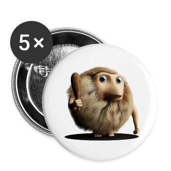 Homme de Neandertal primitif avec club - Lot de 5 petits badges (25 mm) - blanc - Devant