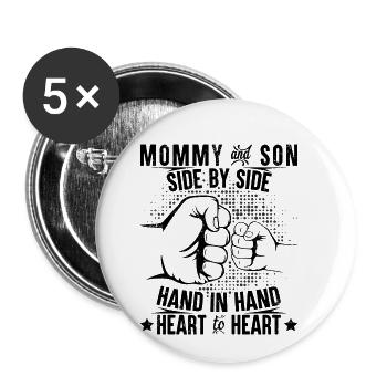 Mommy and son heart to heart - Buttons klein 25 mm (5er Pack) - Weiß - Vorne