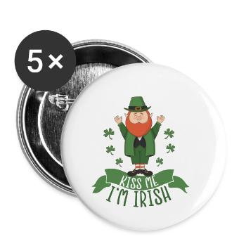 St. Patricks Day Leprechaun - I'm irish - kiss me - Buttons klein 25 mm (5er Pack) - Weiß - Vorne