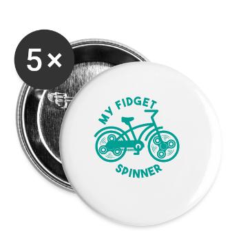 Mein Zappeln Spinner Shirt - Fahrrad Geschenk - Buttons klein 25 mm (5er Pack) - Weiß - Vorne