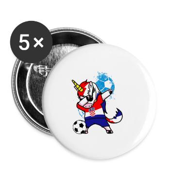 Kroatien Fußball Einhorn Dab WM Geschenk - Buttons klein 25 mm (5er Pack) - Weiß - Vorne