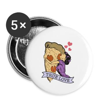 Pizza. True love - Buttons small 1''/25 mm (5-pack) - white - Front