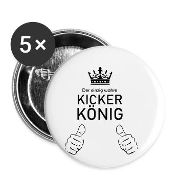 Kicker König Table Soccer Geschenk Idee - Buttons klein 25 mm (5er Pack) - Weiß - Vorne