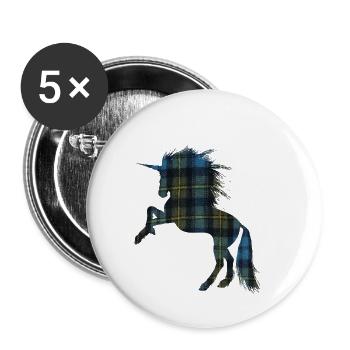 Tartan-T-Shirt für das stolze schottische Einhorn- - Buttons klein 25 mm (5er Pack) - Weiß - Vorne