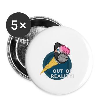 Gorilla Virtualreality Monkey Affe Nerd Computer - Buttons small 1''/25 mm (5-pack) - white - Front