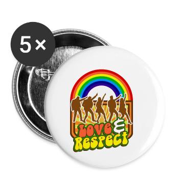Tanz Bunter Regenbogen Liebe Und Respekt T-Shirt - Buttons klein 25 mm (5er Pack) - Weiß - Vorne