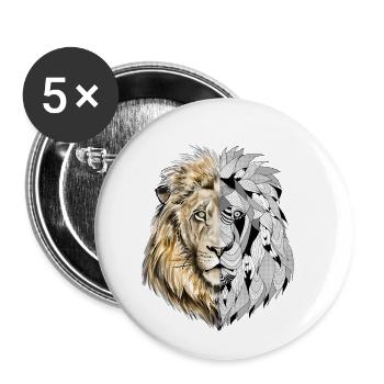 A lion in gold and pattern - Buttons small 1''/25 mm (5-pack) - white - Front