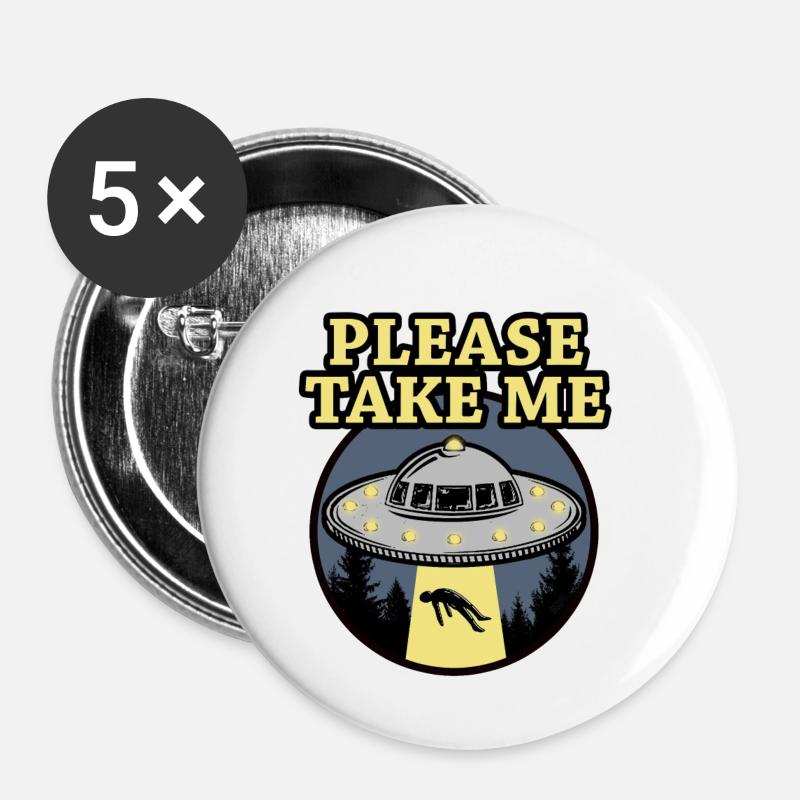 PLEASE TAKE ME - Buttons klein 25 mm (5er Pack) - Weiß