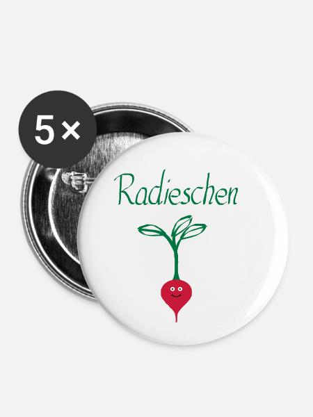 Radieschen 3 - Buttons klein 25 mm (5er Pack) - Weiß