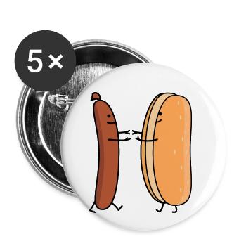Würstchen und Brötchen - Buttons klein 25 mm (5er Pack) - Weiß - Vorne