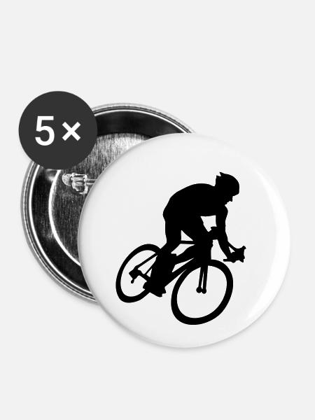 Biker, radfahren, radfahrer - Buttons klein 25 mm (5er Pack) - Weiß