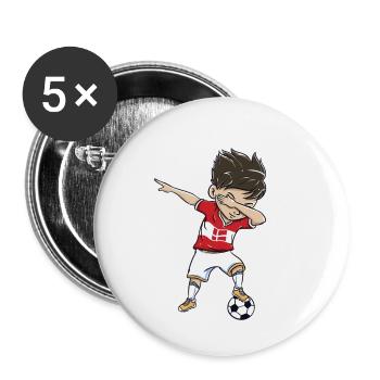 Football World Cup Denmark Gift Dab - Buttons small 1''/25 mm (5-pack) - white - Front