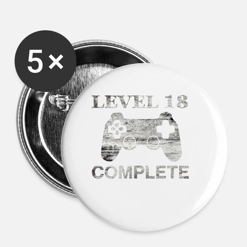 18 Years - 18th Birthday Level 18 Complete Shirt - Buttons small 1''/25 mm (5-pack) - white