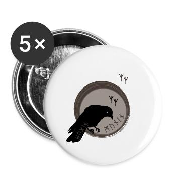 The ravens of Odin symbol Hugin and Munin - Buttons small 1''/25 mm (5-pack) - white - Front