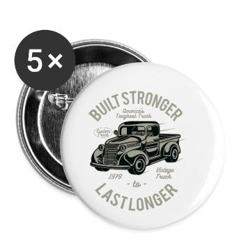Built Stronger - Buttons small 1''/25 mm (5-pack) - white - Front