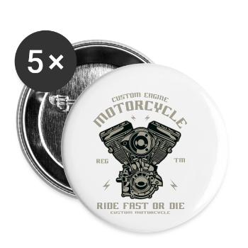 Custom Engine - Buttons klein 25 mm (5er Pack) - Weiß - Vorne