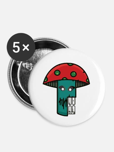 Pilzprobe - Buttons klein 25 mm (5er Pack) - Weiß
