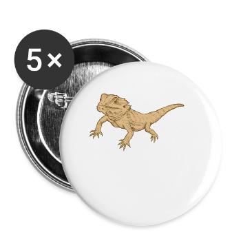 Dragon grillé reptile lézard Gecko alimentaire griller - Lot de 5 petits badges (25 mm) - blanc - Devant