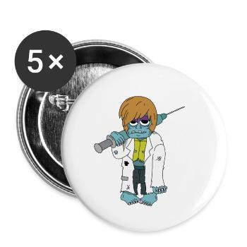 Doctor Zombie - Halloween Monster Syringe Doctor Death - Buttons small 1''/25 mm (5-pack) - white - Front