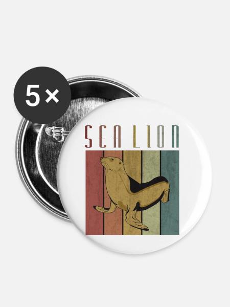 Seehund - Buttons klein 25 mm (5er Pack) - Weiß
