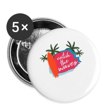 Été sort Plage Surf - Lot de 5 petits badges (25 mm) - blanc - Devant