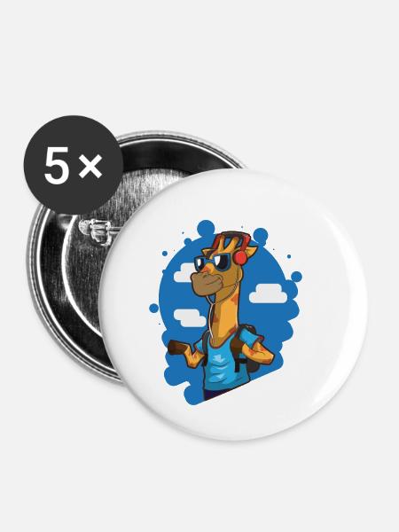 Giraffe - Buttons klein 25 mm (5er Pack) - Weiß