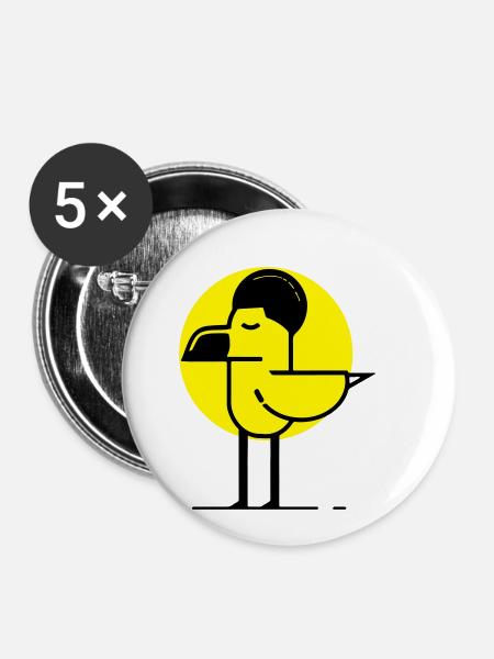 Afro Flamingo - Buttons klein 25 mm (5er Pack) - Weiß