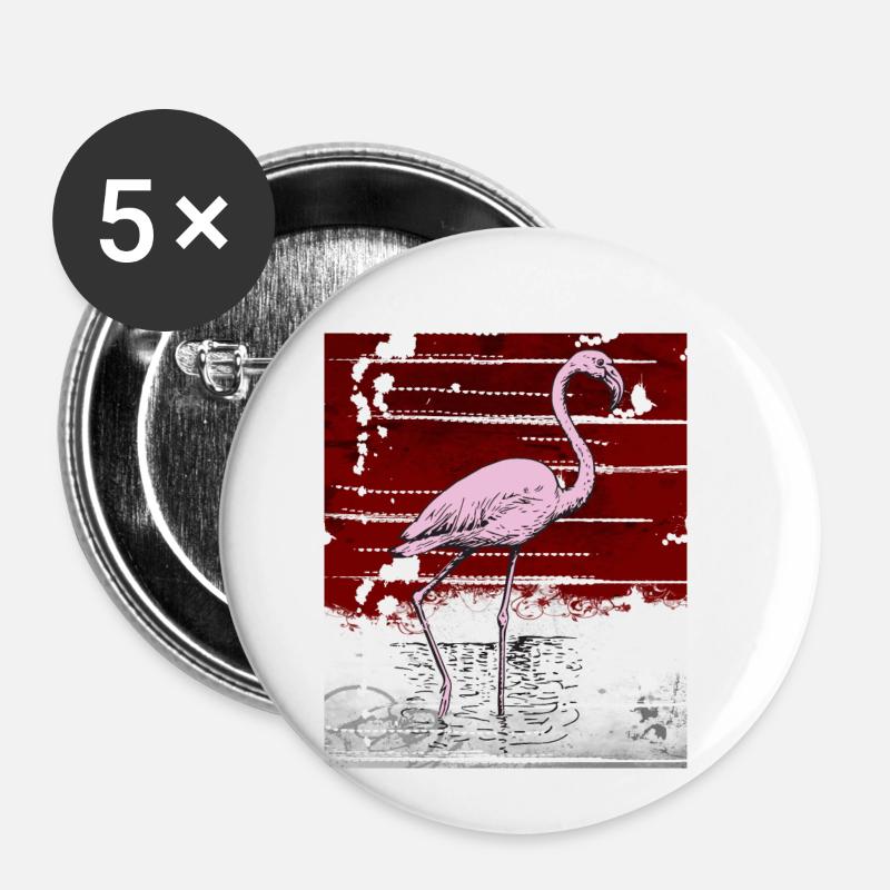 Pink flamingo - Buttons small 1''/25 mm (5-pack) - white